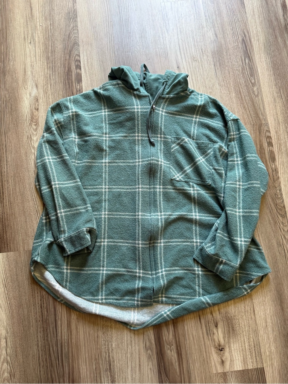 Maurices Green Plaid Hooded Pullover